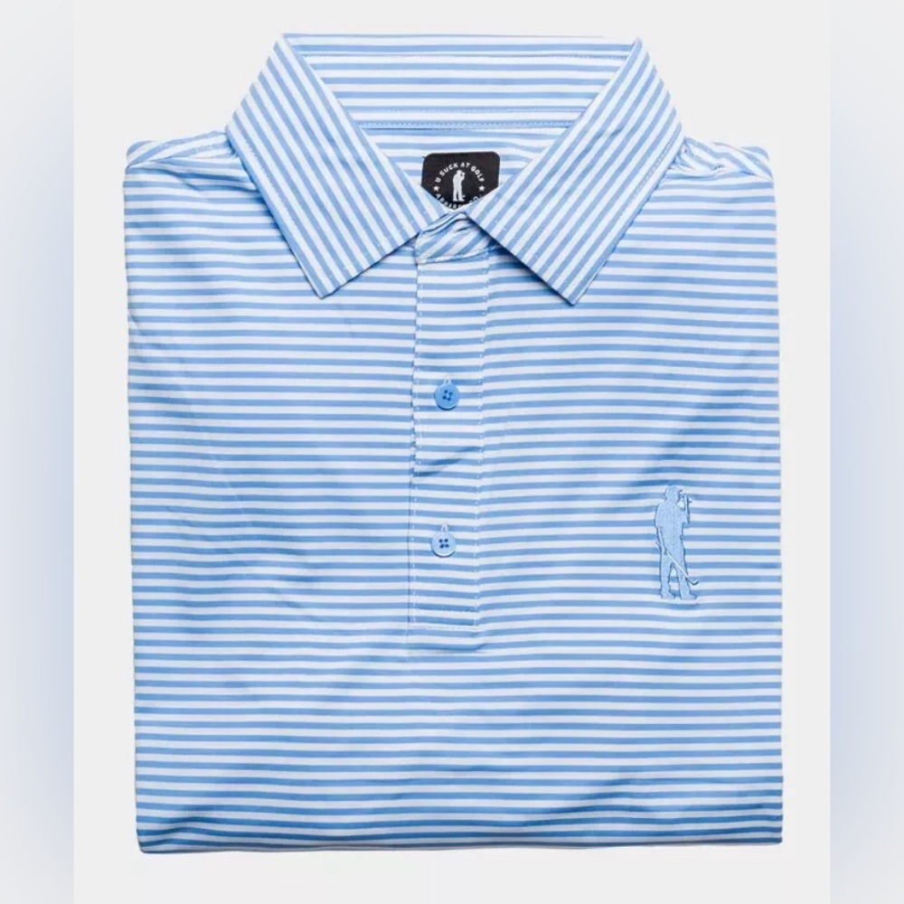 NWOT U Suck At Golf Summer Stripes Polo